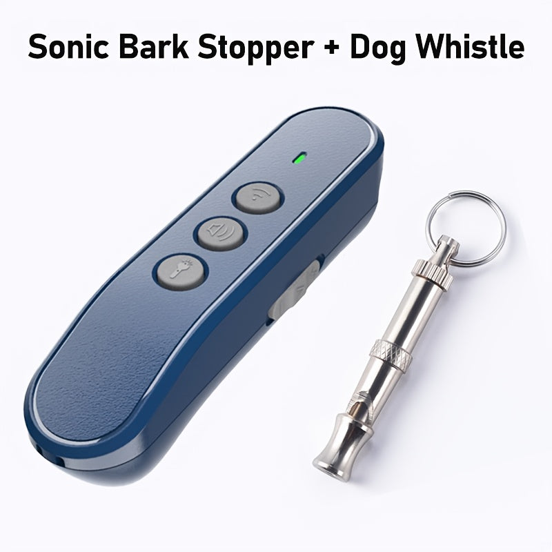 Anti Barking Device Rechargeable Ultrasonic Dog Bark Deterrent - Soundwave Technology Stop Barking Humanely, Safe for All Dog Sizes, No Shock No Shouting Indoor Outdoor Dog Behavior Training Tool