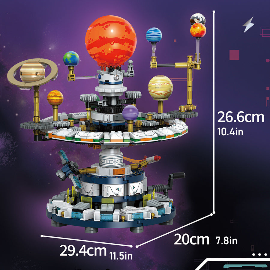 Solar System Building Blocks Mechanical Gear Planetarium Model with Planetary Orbit System STEM Educational Assembly Toy for Astronomy Kids Adults Birthday Gift