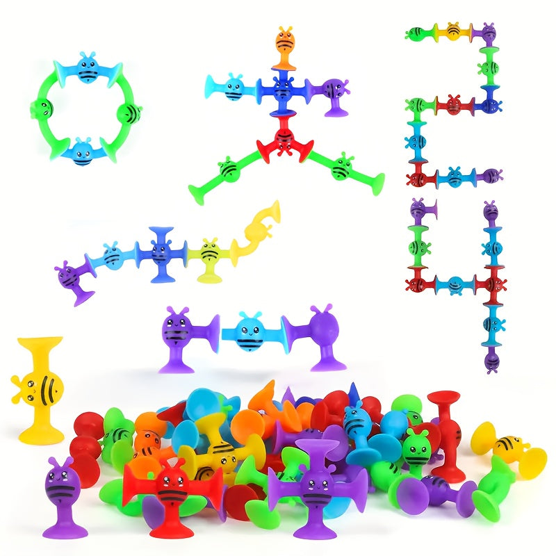 25pcs Little Bee Sensory Building Blocks Warm Water Shape Recovery Toy Brightly Colored Squeeze Deform & Restore Fidget Toy for Kids Ages 3+ Travel Party Favor Christmas Halloween Easter Gift
