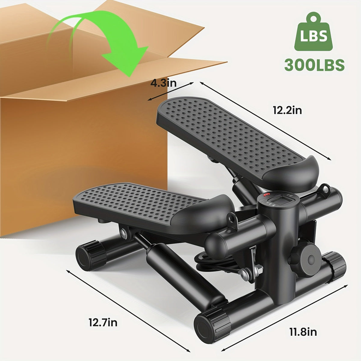 Mini Twist Stepper Machine with Resistance Bands - Portable Stair Stepper for Home Workout 300LBS Capacity Full Body Cardio Trainer for Legs Arms