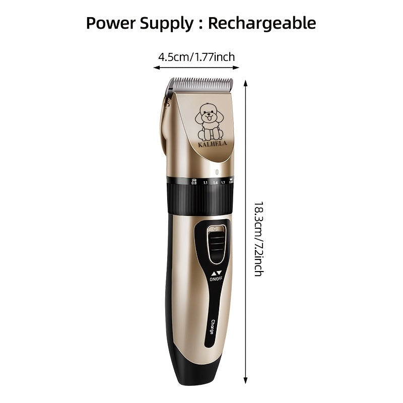 Dual-Speed Silent Dog Grooming Kit Rechargeable Cordless Pet Hair Clipper Trimmer Shaver Low-Noise for Small Large Dogs Cats All Animals Golden