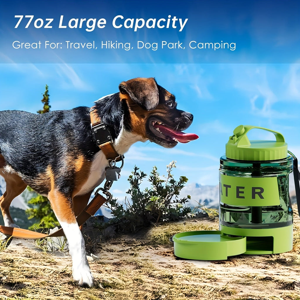 77oz Large Dog Water Bottle with Pull-Out Bowl – 2.2L Portable Travel Water Dispenser for Dogs, Ice Cube Compatible, Leak-Proof Design for Camping Hiking Beach Road Trips, Essential Outdoor Pet Hydration Accessory for Large Dogs