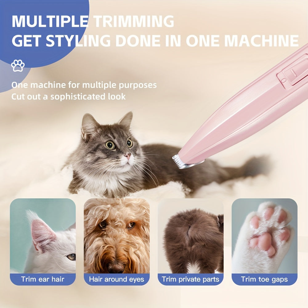Cordless Mini Dog Paw Trimmer & Pet Grooming Clippers – Low Noise Electric Hair Clipper for Cats & Small Dogs, Precision Trimming for Face, Paw Pads, Eyes, Ears & Hips (Battery Not Included)