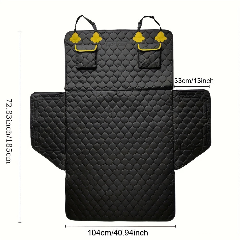 Adjustable SUV Cargo Liner for Dogs with Storage Pockets - Durable Knitted Fabric Trunk Protector for Cars & SUVs, Waterproof Pet Back Seat Dog Carrier Cover, 66.54x72.83 inch