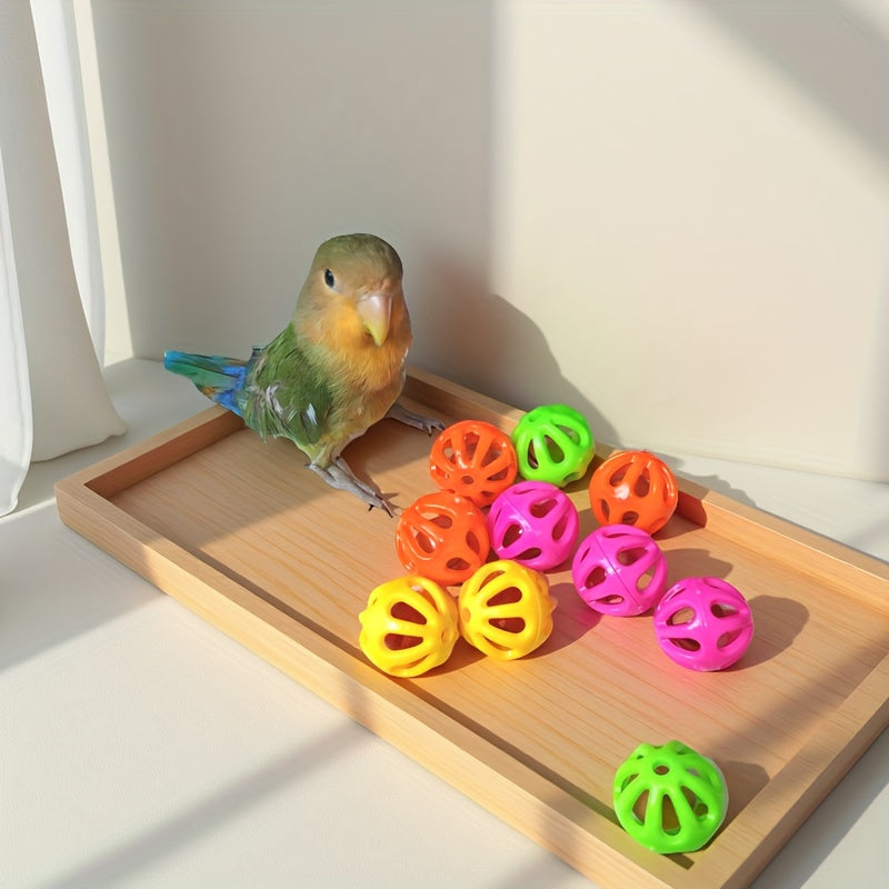 Colorful Bird Toy Bell Balls 10pcs Plastic Jingle Bell Balls for Parrots Budgies Cockatiels Conures Boredom Relief Cage Accessory Decorative Bird Toys