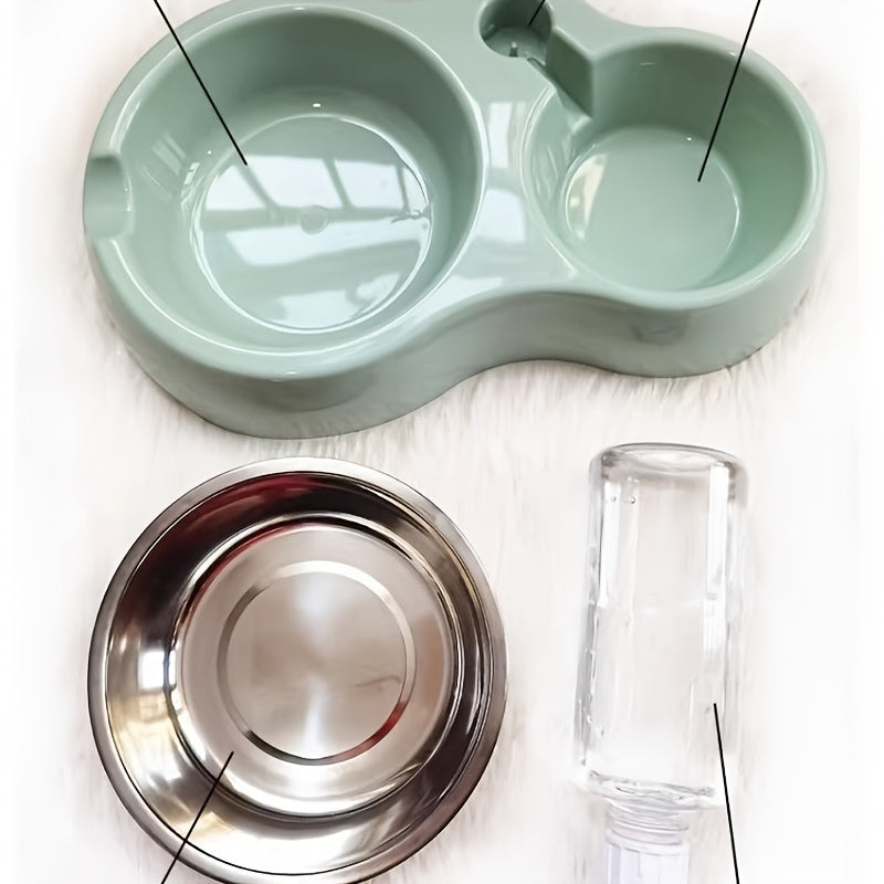 Automatic Pet Water Dispenser and Food Bowl Set for Cats and Small Dogs - Dual-Use Non-Slip Feeding Station with Durable PP Material, Easy-Clean Space-Saving Design, No Battery Required