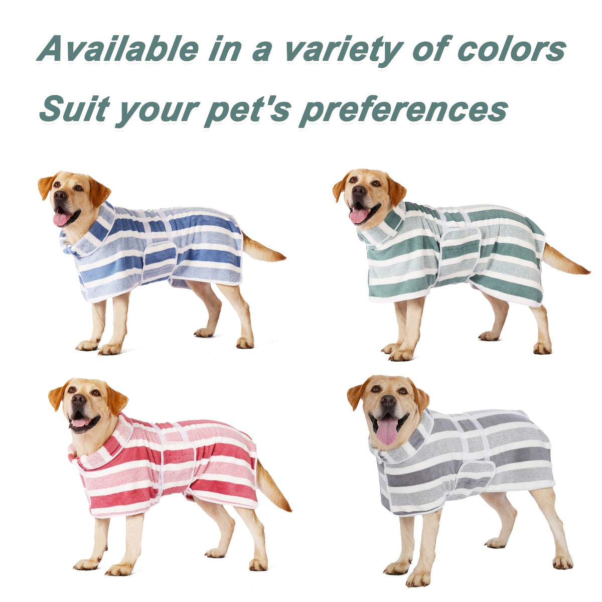 Quick-Dry Dog Bath Robe Towel Wrap for Small Medium Large Dogs Adjustable Snap Closure All-Season Post-Bath Drying Gown Machine Washable Pet Bathrobe