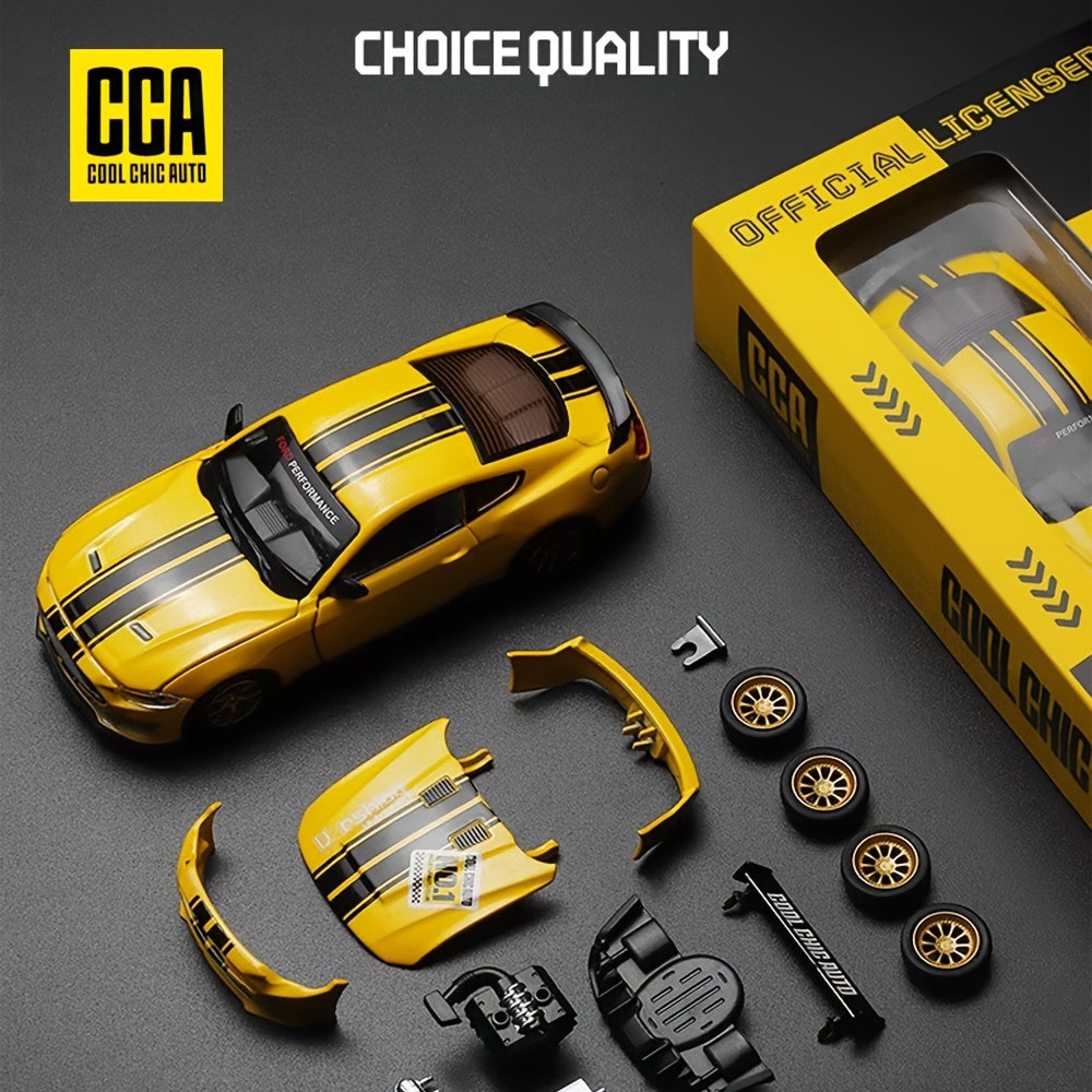1:42 Scale Ford Mustang GT 2018 Die-Cast Model Car with Opening Doors, Collectible Classic Muscle Car Miniature with Replaceable Accessories, Desktop Ornament Toy, Best Halloween Christmas Birthday Gift