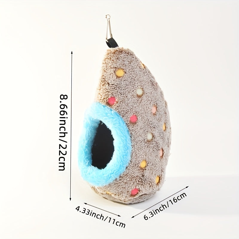 Egg-Shaped Hanging Bird Nest - Warm Enclosed Parrot Nest for Bird Cage for Cockatiels Lovebirds Parakeets Budgies - Cozy Bird Sleeping House Hideout No Battery Required Blue/Yellow