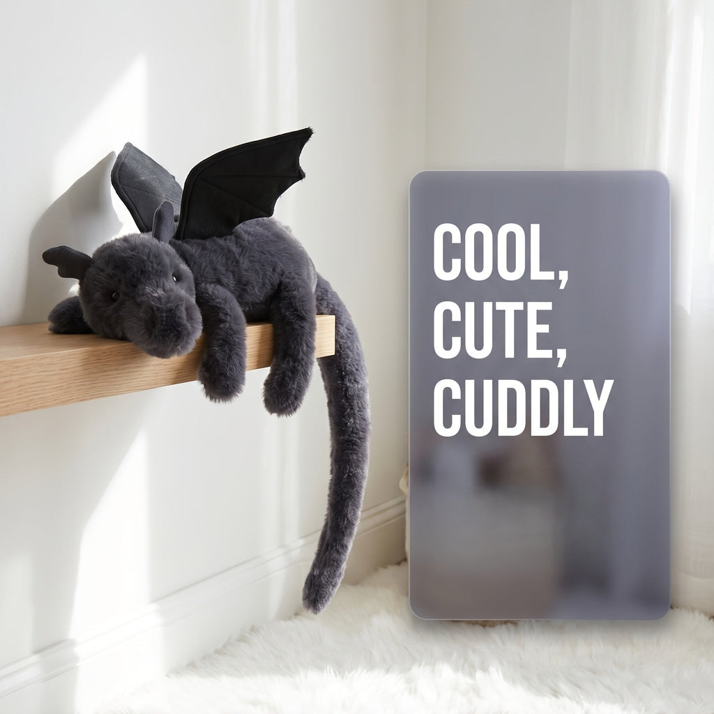 85cm 33-Inch Giant Dragon Plush Stuffed Animal Doll Super Soft Cuddly Dragon Toy Birthday Holiday Gift for Kids Adults Black White