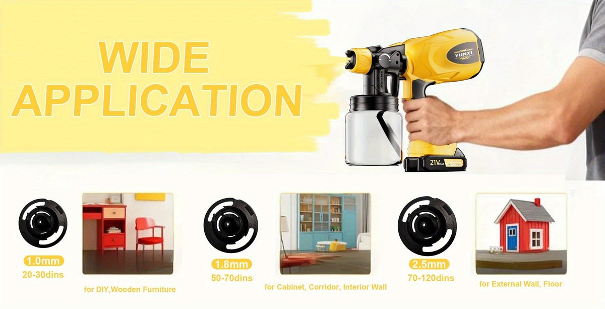 Electric HVLP Paint Sprayer Gun Airless 3 Spray Patterns 27oz Container Easy to Clean for House Painting Furniture Cabinets Fence Walls Doors Car Repair & DIY Projects – High Pressure Spray Gun