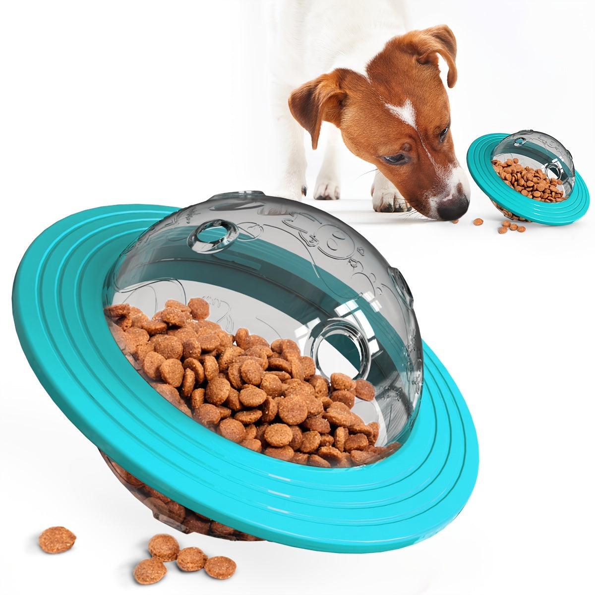 UFO Interactive Dog Treat Dispensing Ball IQ Puzzle Toy Slow Feeder Food Ball for Dogs Mental Enrichment Toy for Small Medium Large Dogs Boredom Buster