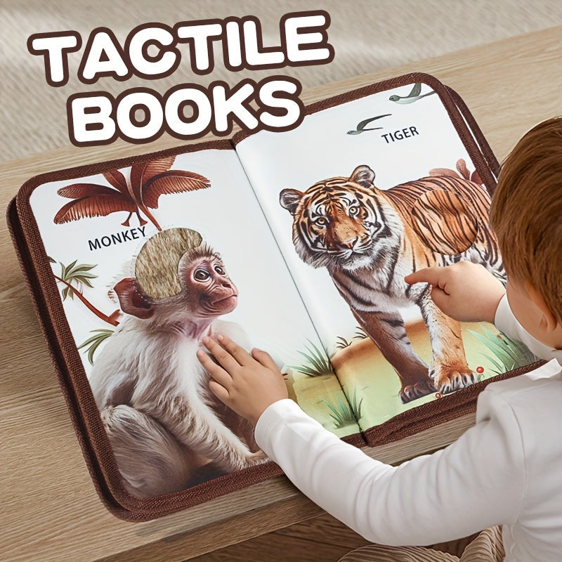 Animal Touch & Feel Book for Toddlers – Interactive Tactile Sensory Learning Book with Rip-Resistant Polyester Pages – Wildlife, Dinosaurs & Farm Animals – Cognitive Development Gift for Babies & Preschool Kids Ages 0-3