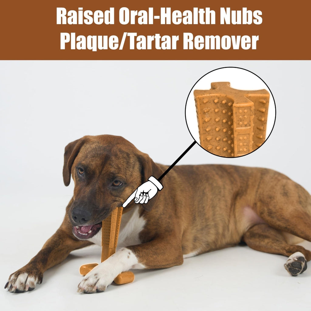 T-Shaped Dog Dental Chew Toy – Durable Non-Splintering Plastic Chew Toy with Textured Ridges & Ergonomic Grip for Aggressive Chewers, Teething Puppies & Adult Dogs, Teeth Cleaning Dog Toy