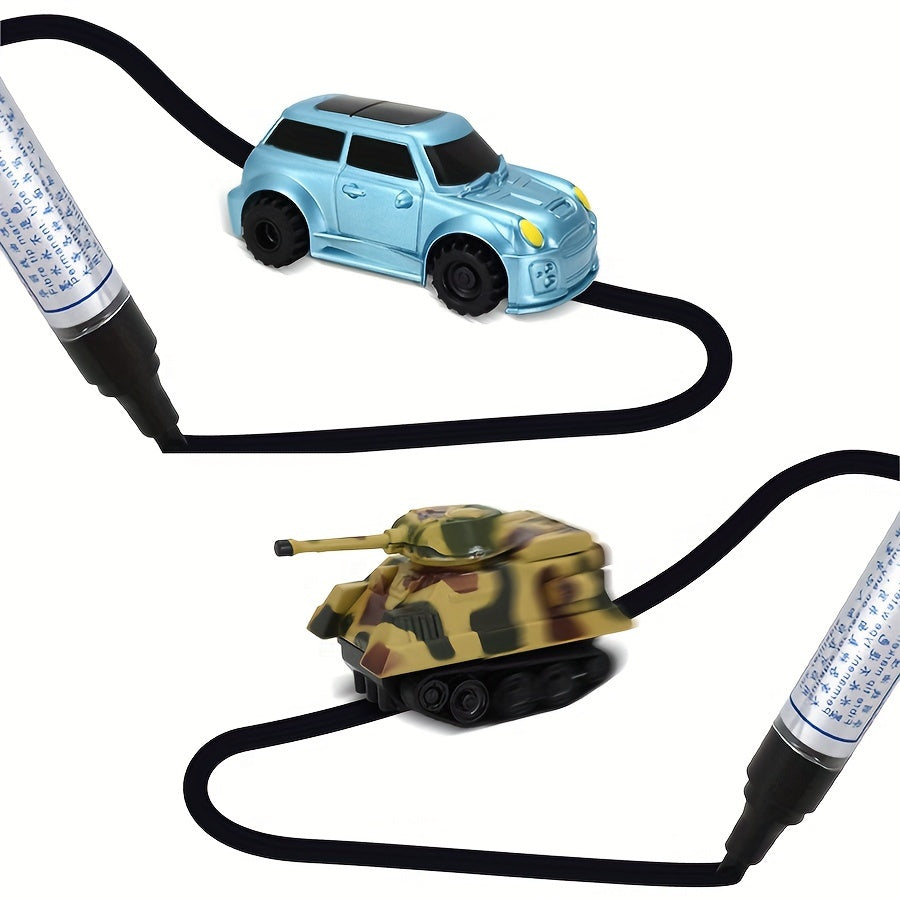 Magic Pen Line Induction Toy Car for Kids – Automatic Road-Following Mini Vehicle – Racing Car Building Blocks, Train, Fire Truck, School Bus, Off-Road – Creative STEM Toy Gift for Boys & Girls Ages 3+