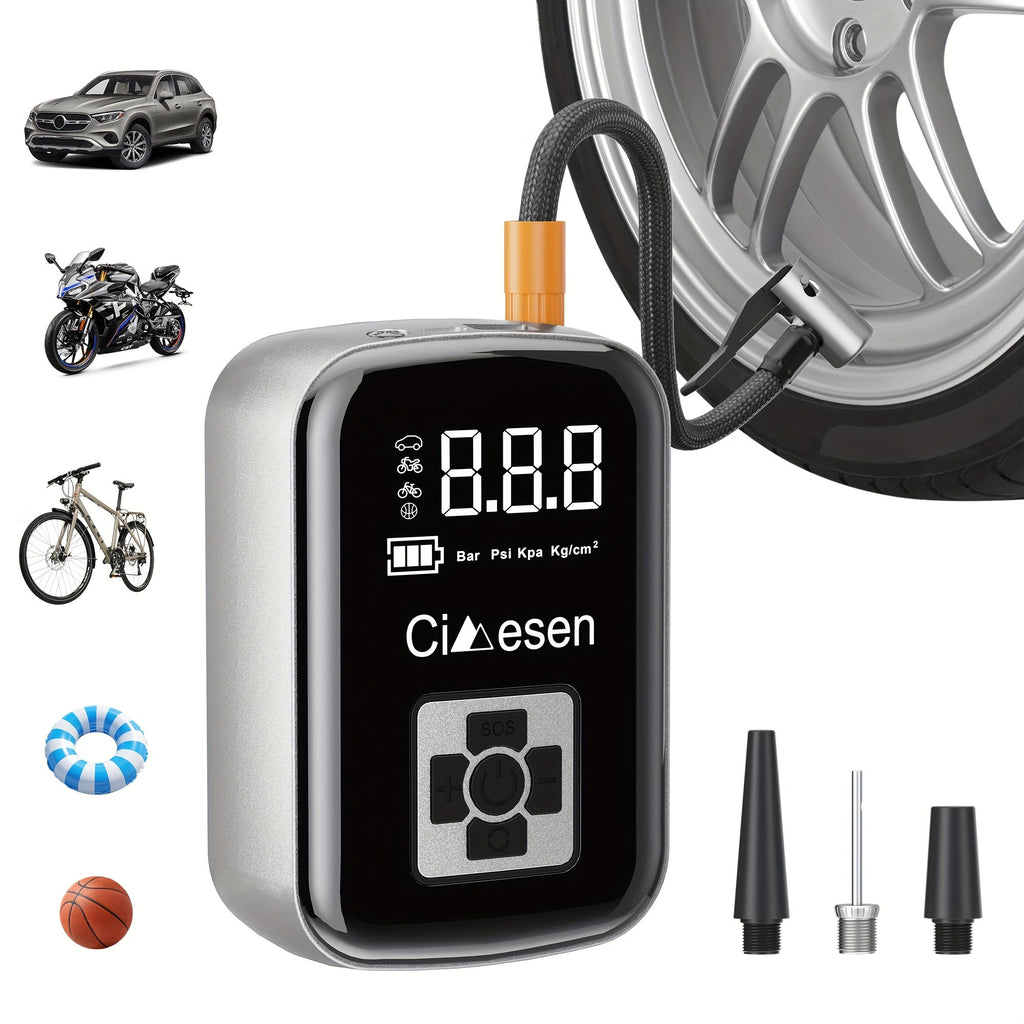 Portable Cordless Tire Inflator 150PSI Digital Display USB-C Rechargeable 4000mAh for Car Motorcycle Bike Ball