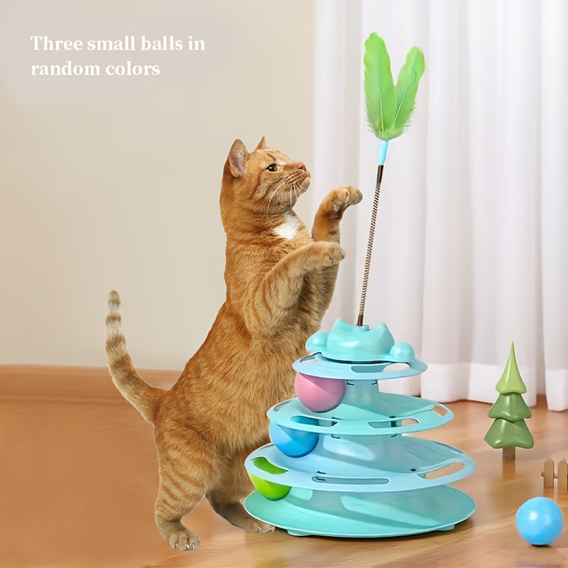 Interactive Cat Spinner Toy with Feather & Spinning Ball – Self-Entertainment Anti-Boredom Teaser Wand for Kittens & Cats, Rotating Design, Fun Indoor Play, Great Holiday Gift for Cat Lovers