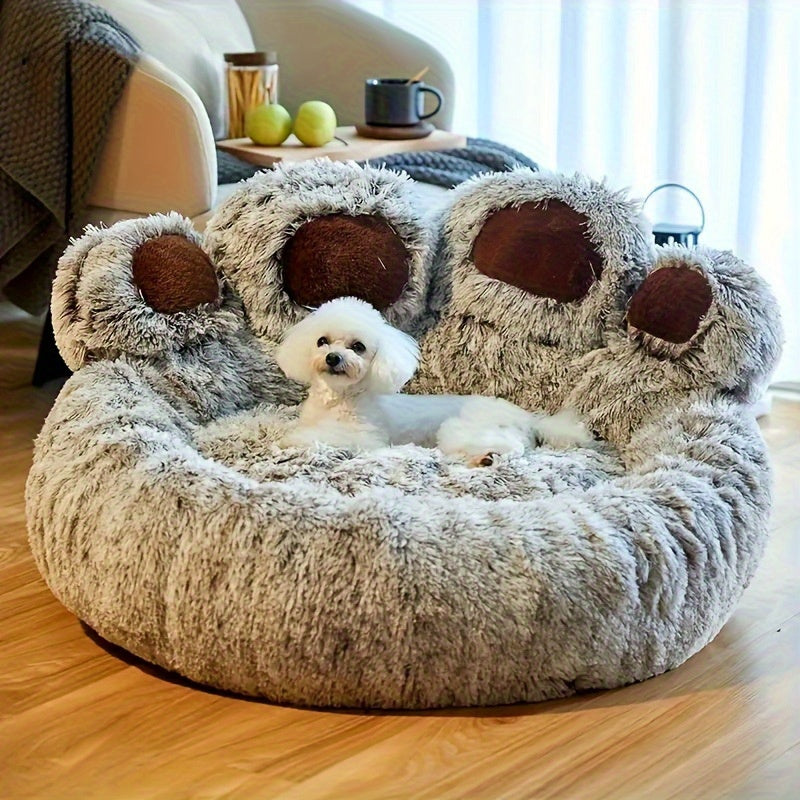 Bear Paw Plush Pet Bed for Dogs & Cats Soft Warm Cartoon Snuggle Bed Padded Sofa Cushion 6 Colors Gray Pink Coffee M L XL XXL XXXL Winter Cozy Dog Bed Cat Bed