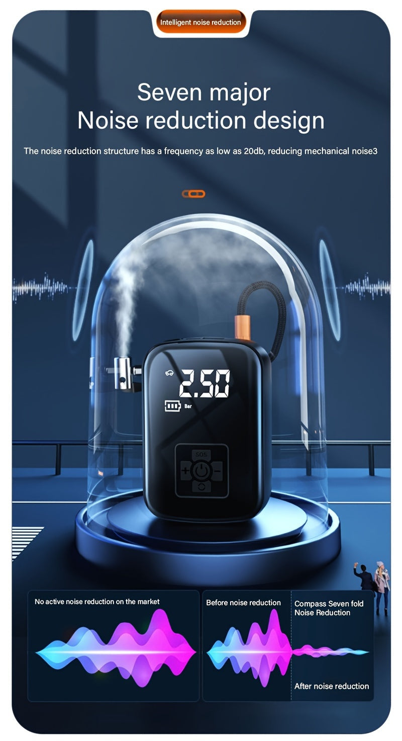 Portable Cordless Tire Inflator 150PSI Digital Display USB-C Rechargeable 4000mAh for Car Motorcycle Bike Ball