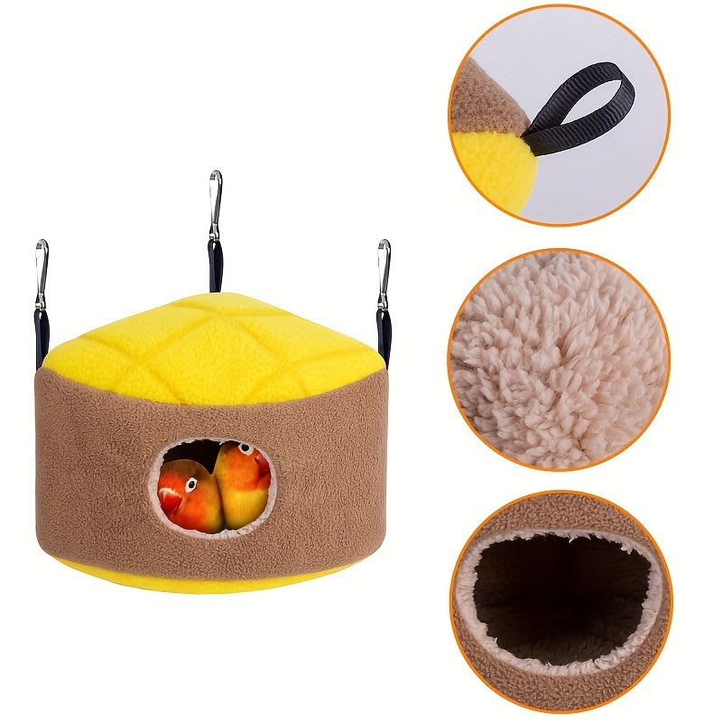 Bird Snuggle Hut Winter Warm Nest for Bird Cage - Cozy Plush Hanging Hideout & Sleep Shelter for Parrots Parakeets Cockatiels Lovebirds - Soft Plush Bird Hammock Hut Cage Accessory