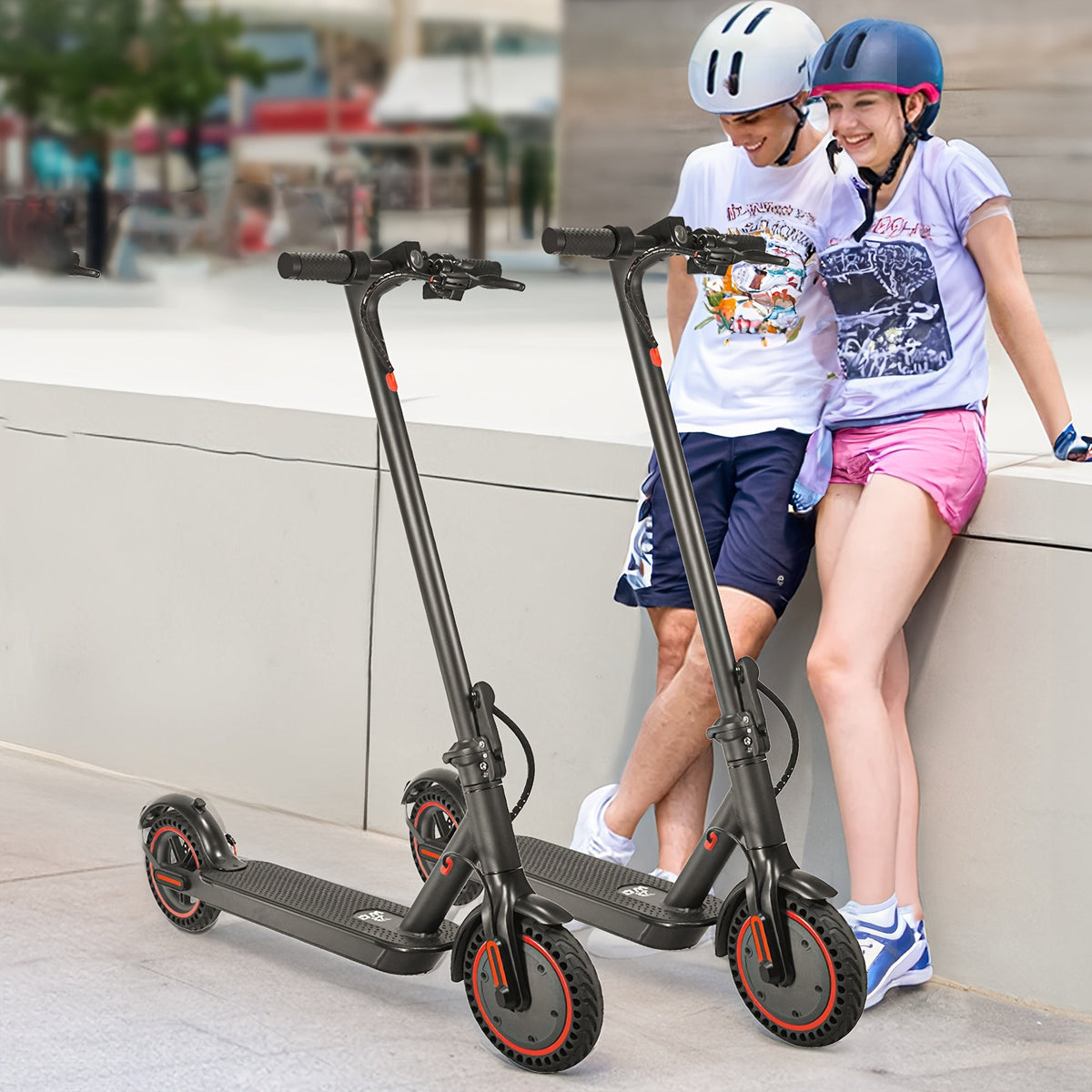 Foldable Adult Electric Scooter 350W Motor - 8.5 Inch Tires, Up to 21 Miles Range, 3 Speed Modes, LED Display, Front Headlight, High-Capacity Lithium Battery - Black (19 or 21 Mile Range)