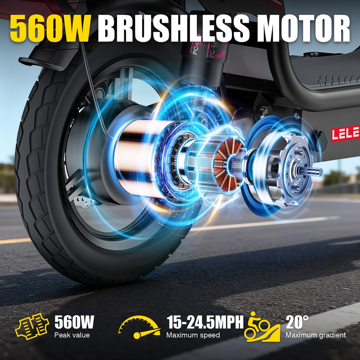 Urban Commuter Electric Scooter & Folding E-Bike 560W Peak Motor 48V Up to 35 Miles Range 330lbs Capacity – 15 to 24.5MPH City Commute E-Scooter for Adults