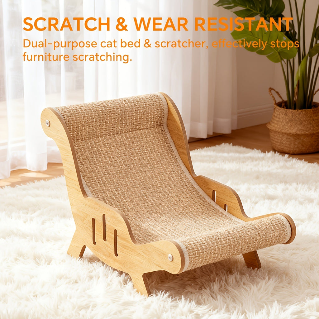 2-in-1 Natural Sisal Cat Scratcher & Lounge Chair – Oversized No-Shed Breathable Cat Sofa Bed, Ultra-Durable Scratch-Resistant Design for Scratching, Napping & Playing, Season-Proof Multi-Functional Cat Furniture
