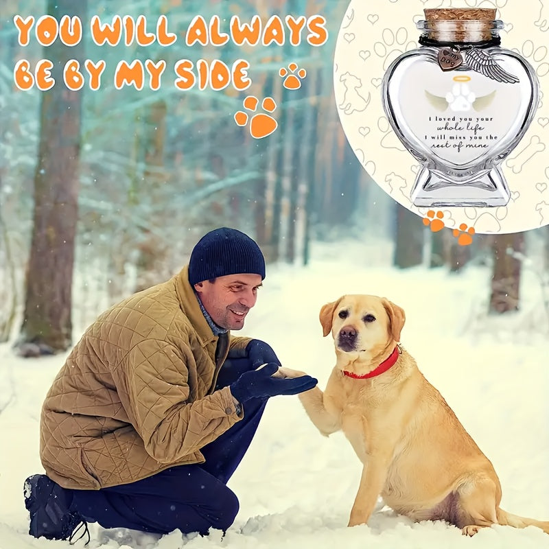 Pet Hair Keepsake Bottle with Cork Stopper - Glass Dog & Cat Fur Memorial Jar, Pet Hair Preservation Memento Bottle, Meaningful Sympathy Gift for Pet Loss, Unique Pet Memorial Keepsake for Cat & Dog Owners