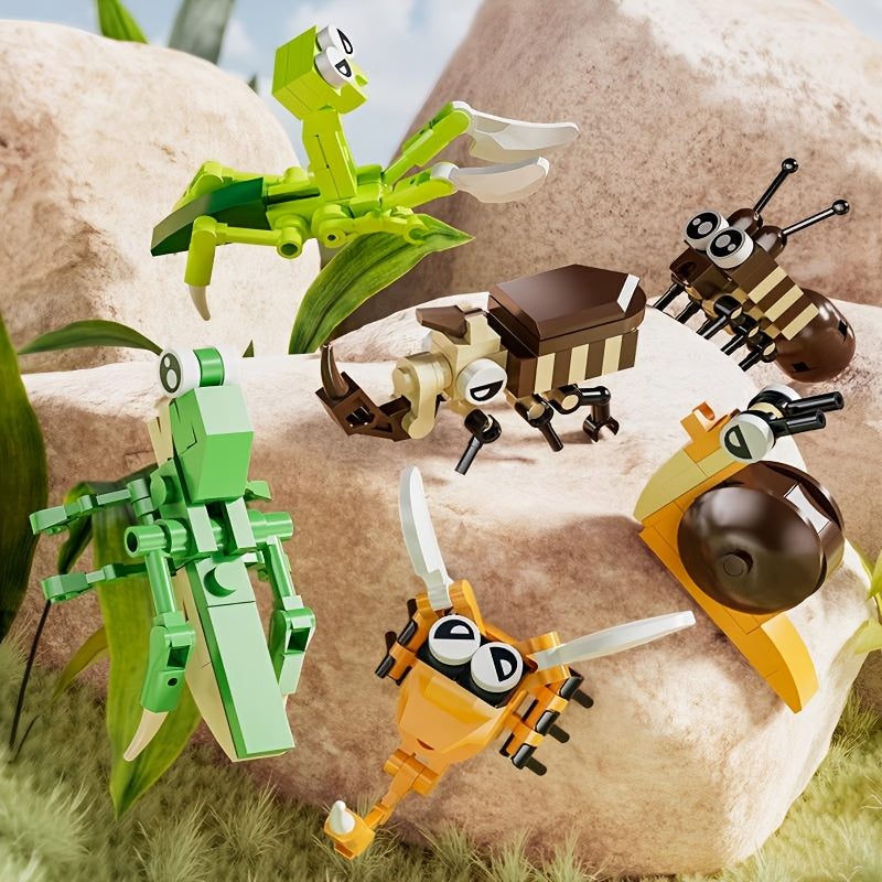 12-Type Mini Animal & Insect Building Blocks Set for Kids - Small Particle Interlocking Bricks with DIY Assembly Animal Models, STEM Construction Toy, Birthday Party Gift & Classroom Activity