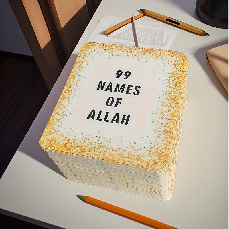 99 Names of Allah and Their Meanings – Islamic Gift Card Set, Beautiful Arabic Asmaul Husna Reference, Muslim Home Decor & Spiritual Learning Tool, Eid Ramadan Gift for Adults Teens Ages 18+