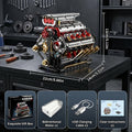 V8 Engine Building Block Kit 1176pcs - Operable Car Engine Model with Rechargeable Motor, STEM DIY Assembly Set, Desktop Display Collectible | Hobby Gift for Mechanics & Engineering Enthusiasts