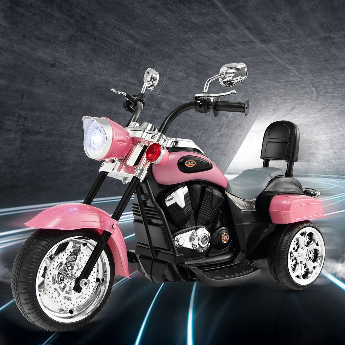 6V Kids Ride-On Chopper Motorcycle 3-Wheel Electric Trike for Toddlers – Pink with Headlight, 66 LB Capacity, 2.5-3 km/h, Fun Battery-Powered Kids Car Gift for Boys & Girls Ages 3+