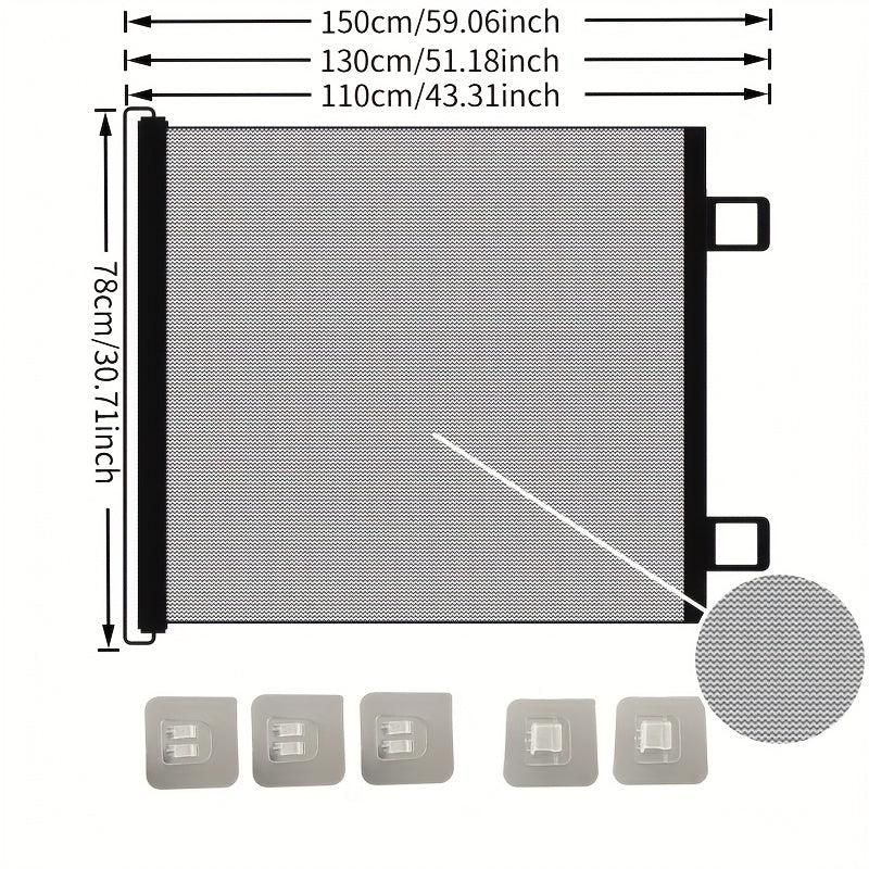 Retractable Mesh Pet Gate for Dogs and Cats - No Drill Easy Install Safety Gate for Stairs Doors Rooms, Indoor Outdoor Dog Gate Stair Guard for Home Office Hallway