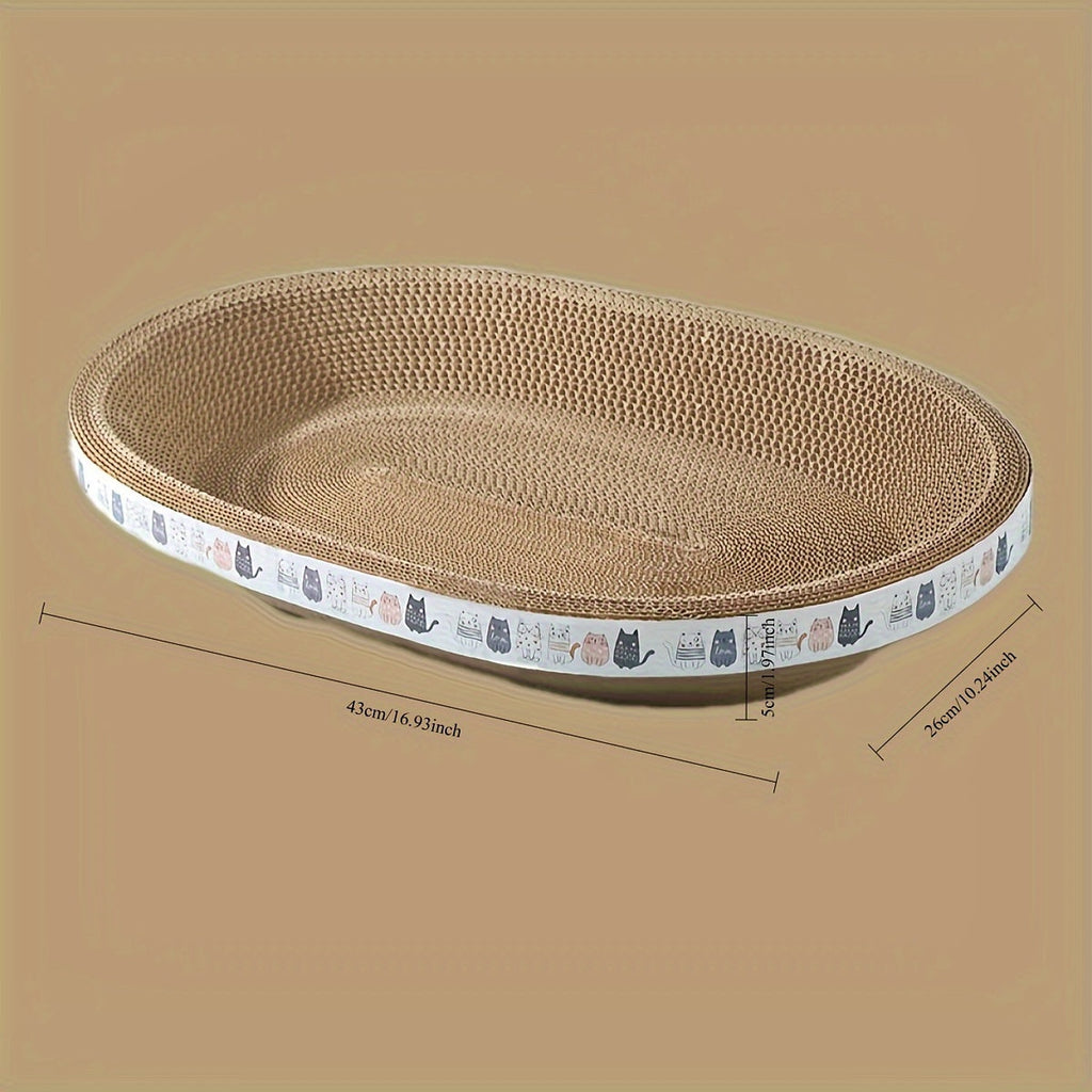 Oval Cat Scratcher Lounge Durable Corrugated Cardboard Cat Scratch Pad Cozy Cat Bed for Scratching Relaxation and Play Indoor Cats Kittens Cat Furniture