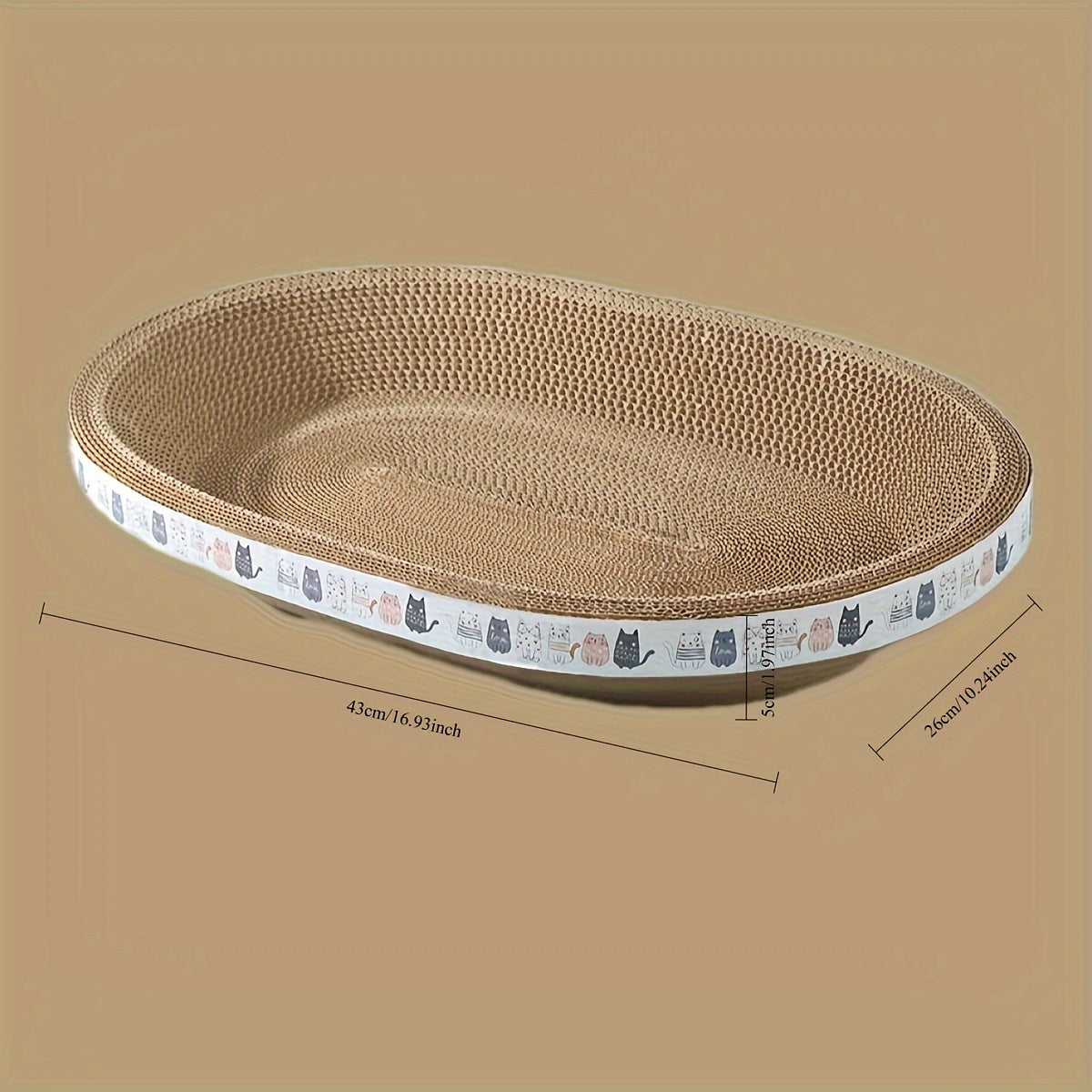 Oval Cat Scratcher Lounge Durable Corrugated Cardboard Cat Scratch Pad Cozy Cat Bed for Scratching Relaxation and Play Indoor Cats Kittens Cat Furniture