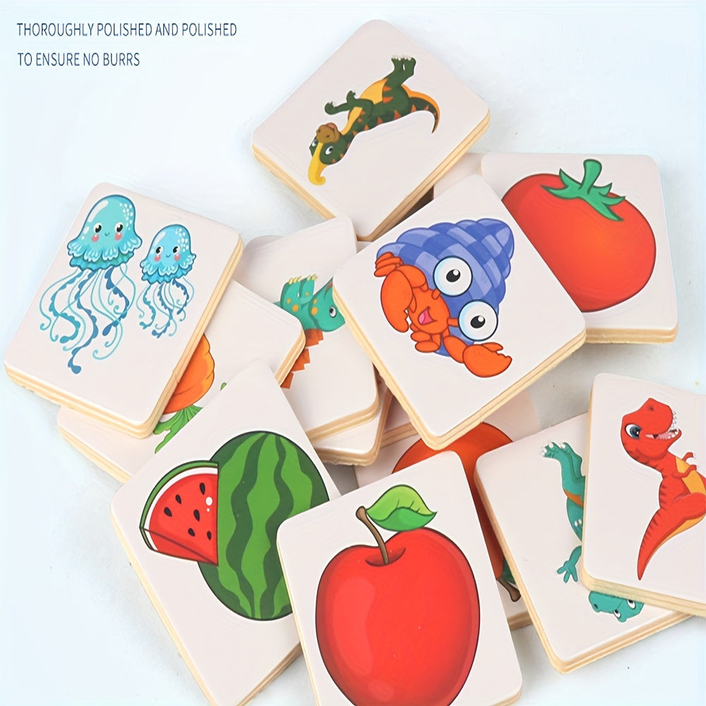 Brain Training Shadow Matching Wooden Puzzle Blocks Find the Difference Game STEM Educational Toy for Kids Ages 3+ Montessori Cognitive Development Gift Boys Girls