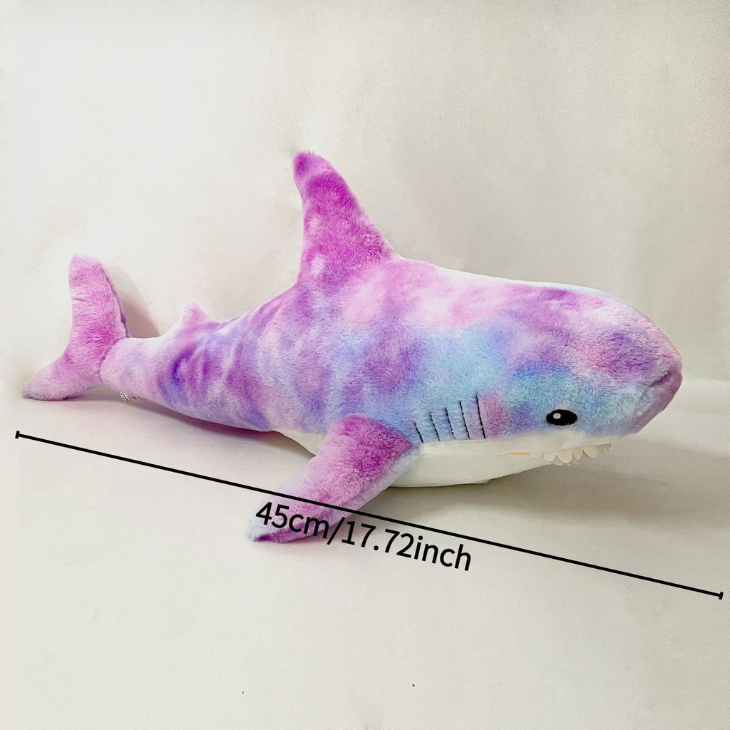 45cm Plush Shark Dog Toy – Colorful Tie-Dye Stuffed Shark Companion Toy for Cats and Dogs, Soft Washable Plush Pet Toy Available in Multiple Colors, Perfect Holiday & Birthday Gift for Pet Lovers