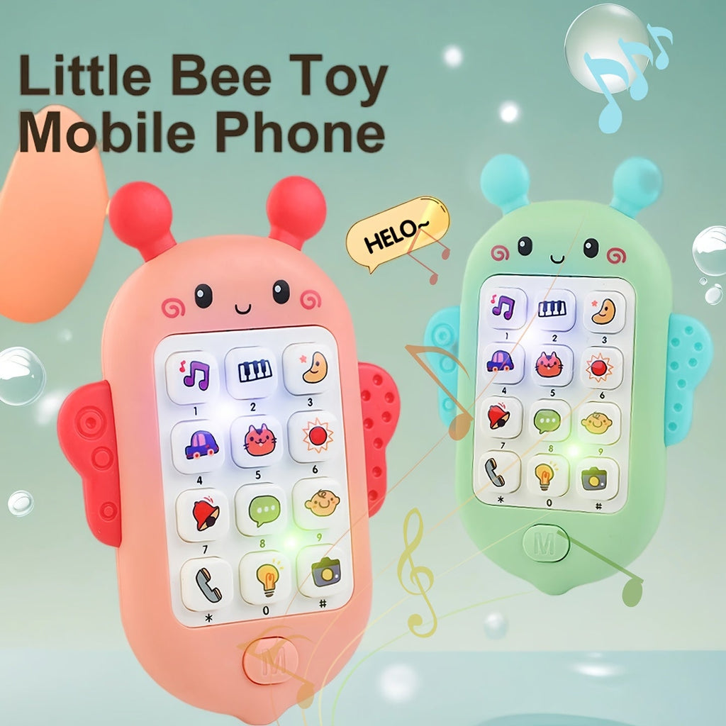 Toddler Music Bee Toy Phone with Lights & Songs, Early Education Learning Toy Mobile Phone No Battery Required, Interactive Baby Toy for Infant Kids Age 1-3, Best Christmas Halloween Easter Birthday Gift