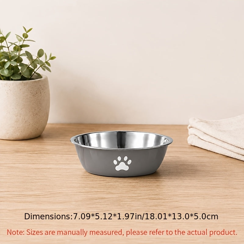 Stainless Steel Pet Bowl with Non-Slip Base – Colorful Printed Food & Water Dish for Cats and Dogs, Durable Easy-Clean Feeding Bowl for Small Medium Large Pets
