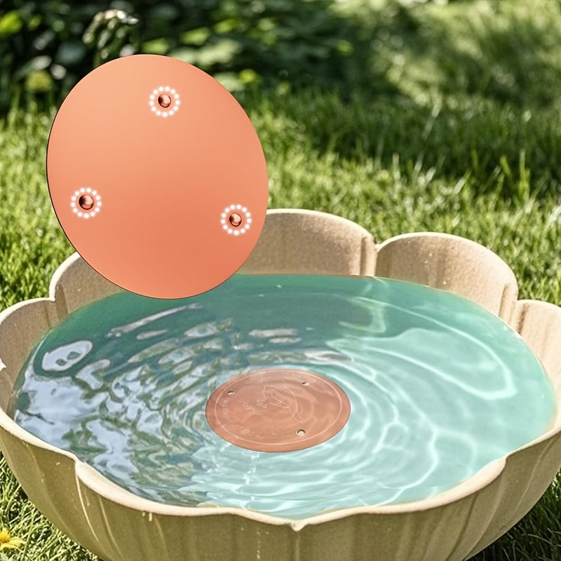 Bird Bath Copper Purification Disk & Water Wiggler 99% Pure Copper 4 Inch Round 1mm Reinforced Triple-Point Support for Safe Clean Water – Universal Fit Outdoor Birdbath Bowl All-Season