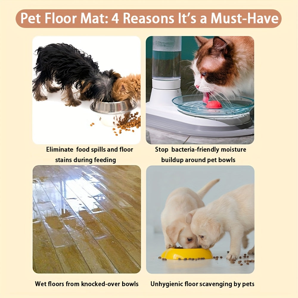 Personalized Pet Feeding Mat - Custom Name Quick-Dry Absorbent Dog & Cat Food Mat, Anti-Splash Paw Print Design Easy-Clean Food Tray Mat, Customizable Pet Gift for Dog Cat Owners