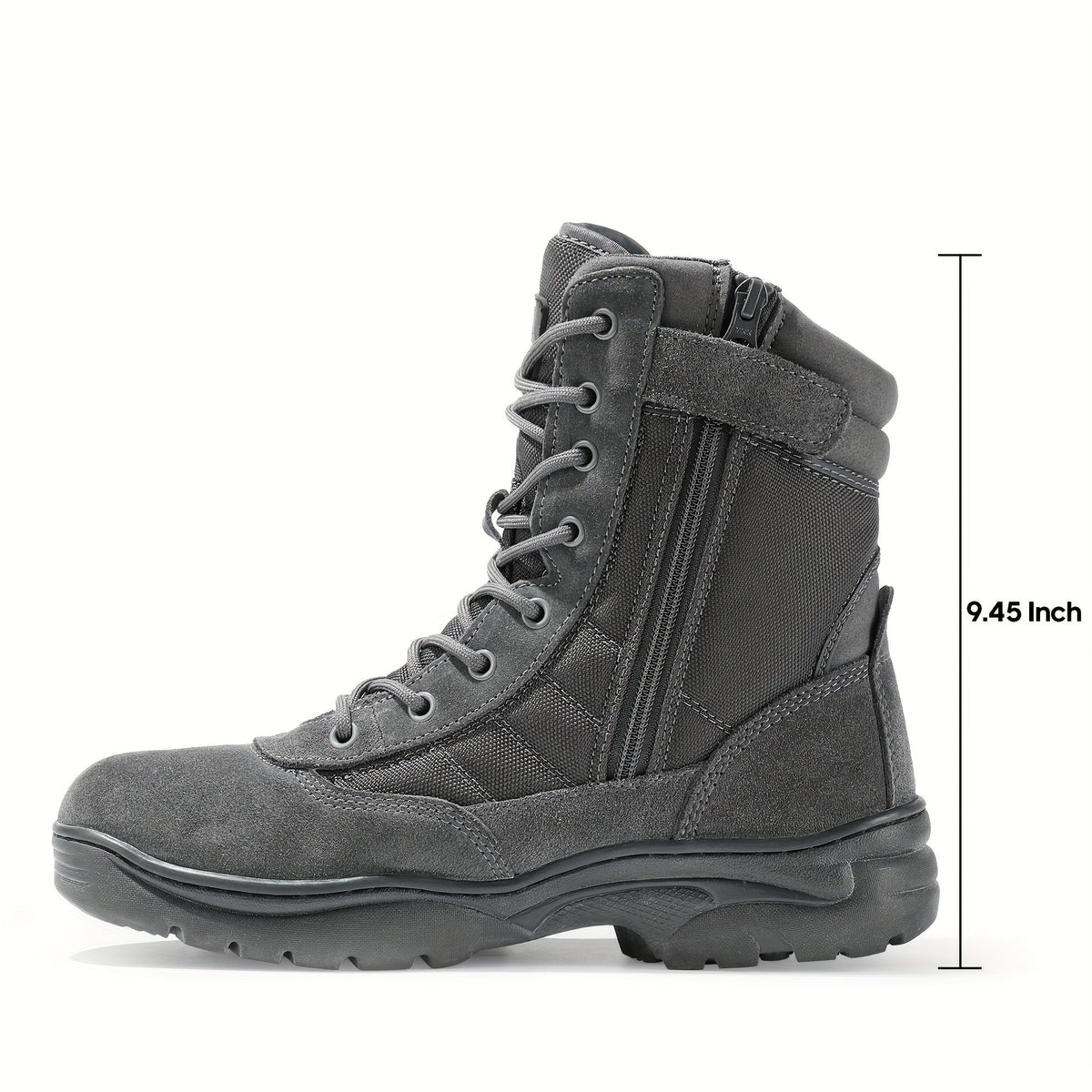 Men's Leather Tactical Combat Boots Side Zipper 9-Inch Non-Slip Lightweight - Hiking Motorcycle Outdoor Boots US 6.5-15