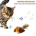 Interactive Plush Bird Cat Toy with Feathers Touch-Activated Squeaker Whistle Inside Battery-Free Chew-Resistant Cat Hunting Toy Stimulates Instincts for Indoor Cats Kittens