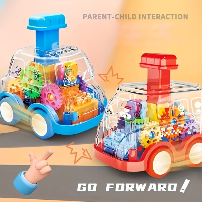 Transparent Gear Pull Back Toy Car for Kids – Educational See-Through Engine Car Model for Boys & Girls | Birthday Christmas Halloween Gift, Available in Yellow, Blue & Red