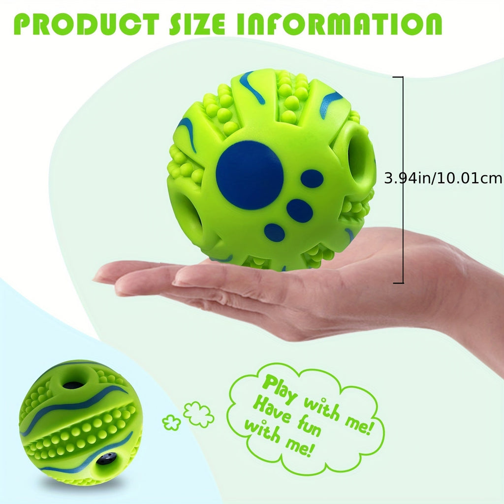 Spiky Rolling Sound Ball Dog Toy 3.94" - Interactive Funny Sounds Teeth Cleaning Herding Ball, Training Play Toy for Medium Large Dogs, Durable Rubber Sensory Ball with Squeaky Noise