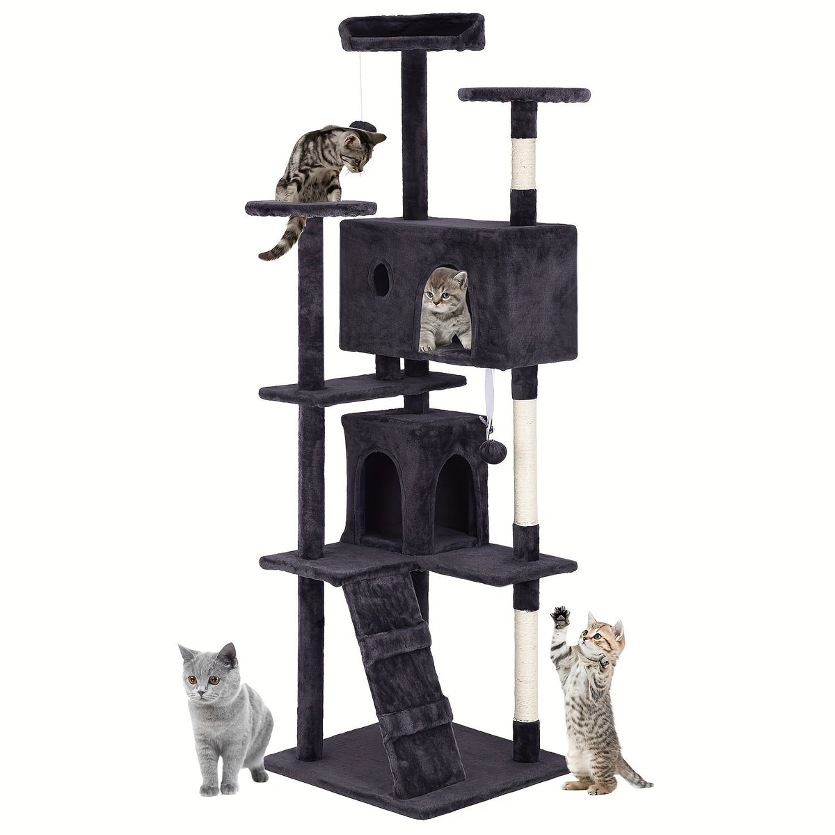 Multi-Level Cat Tree Tower with Scratching Post – Indoor Kitten Activity Center Playhouse, Easy to Assemble, Available in 22"/54"/60"/70" Heights & 7 Colors, Perfect Cat Gift