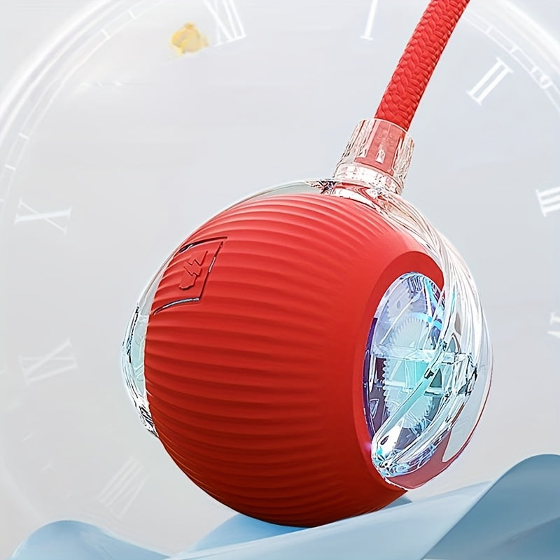 LED Rolling Cat Toy Ball with Tail Rope - Smart Self-Rolling Electric Interactive Ball for Cats & Puppies, Automatic Teasing Jumping Ball for Cat Exercise, Boredom Relief & Indoor Play