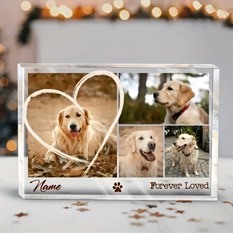 Forever Loved Custom Pet Photo Acrylic Plaque - Personalized Dog & Cat Memorial Gift, Pet Loss Sympathy Keepsake with Photo Print, Thoughtful Bereavement Gift for Pet Owners