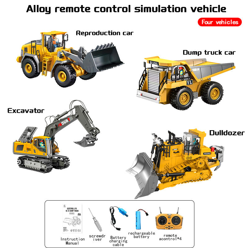2.4G RC Engineering Vehicle Set - Remote Control Excavator Dump Truck Bulldozer Construction Toys, 13-Channel High-Tech Alloy Plastic Build Kit, 3-in-1 or 2-in-1 Options | Best Gift for Boys Kids Adults