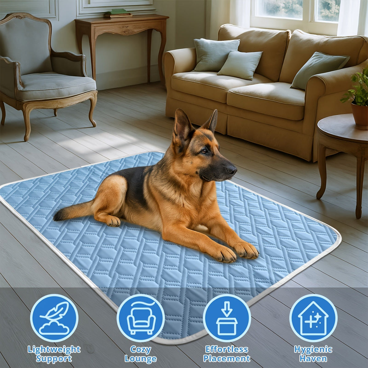 Pet Cooling Mat - Ultra-Soft Sweat-Absorbent Surface, Instant Cooling All-Day Comfort, 5 Sizes for Small Medium Large Cats & Dogs, Durable & Portable, All-Season Use